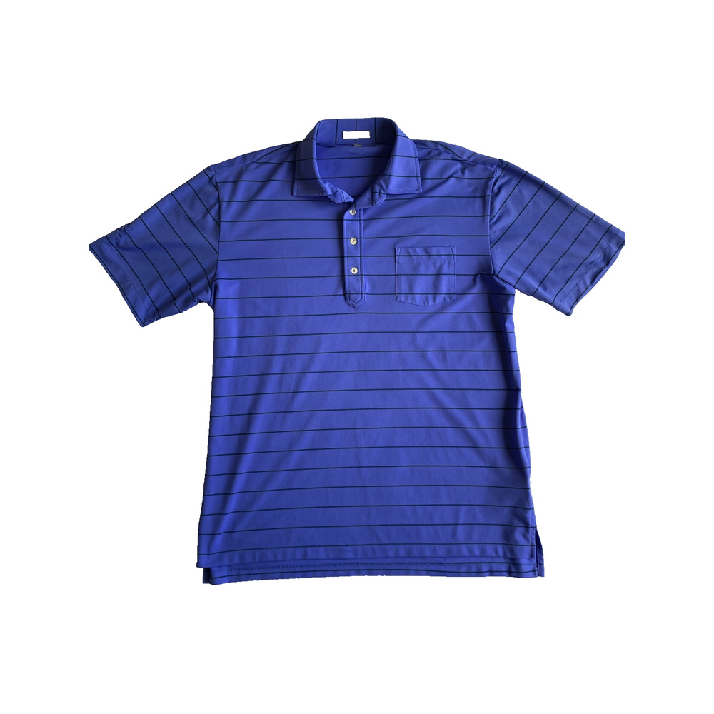 Peter Millar Summer Comfort Golf Polo Shirt Men's Large Blue Green Striped Crest